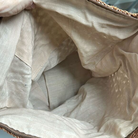 Woven shoulder tote purse straw zipper top relaxed boho fall - Picture 10 of 10